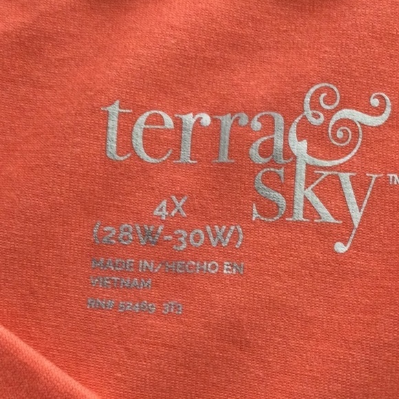 Woman’s Plus size 4 X Terry & Sky V Neck Tee short sleeves color orange #641 - Picture 4 of 9